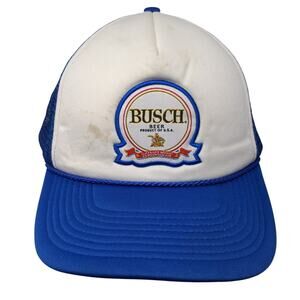 Busch Beer Snapback Rope Trucker Hat Blue One Size Mesh Back Outdoor